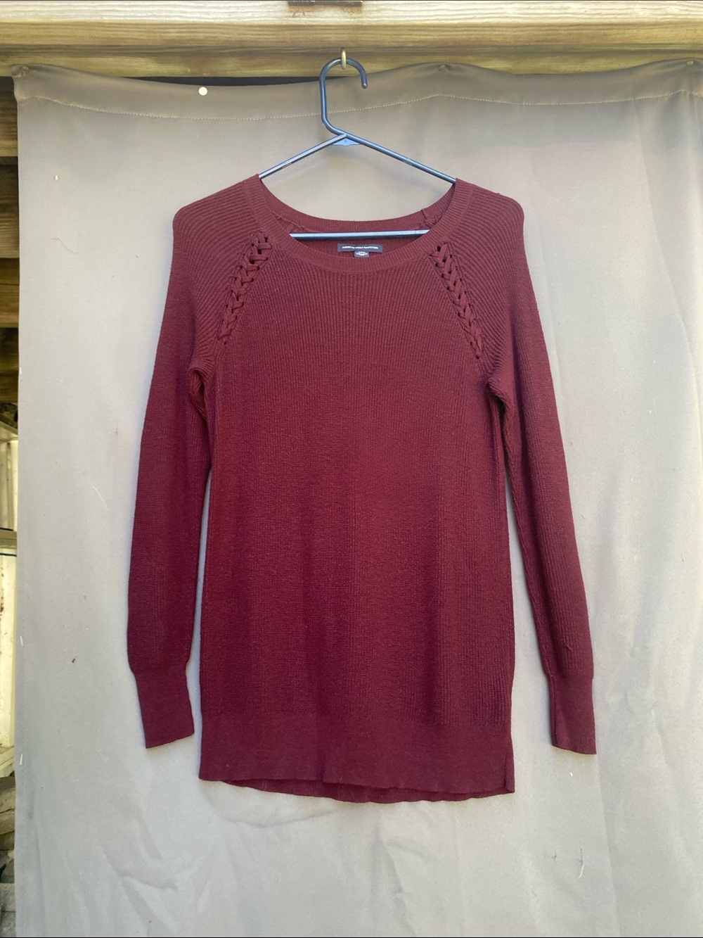 American Eagle Outfitters Wine Red Crewneck Sweater